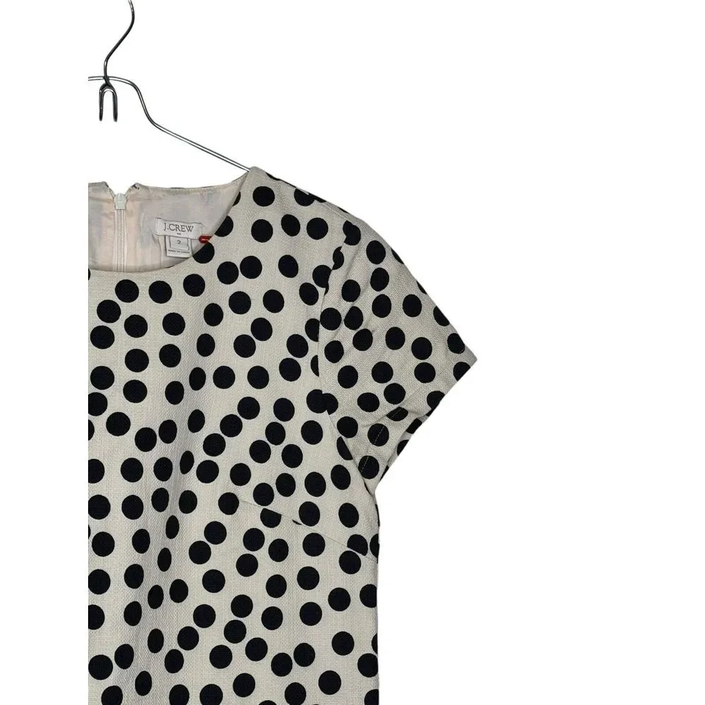 J.Crew Women's Shift Dress Polka Dot Pockets Pullover Cotton Modal‎ Woven Sz. 2